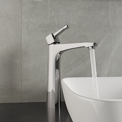 EVITTA Смеситель для раковины, высокий, монолитный, высота излива 22 см, длина 16 см, латунь/хром