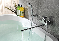 Смеситель универсальный с плоским изливом 35 см, боковой поворотный переключатель,хромLLM3617C