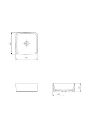 Вывод Раковина встраиваемая: CREA на столешницу, 35, SQUARE, 1 отв., белый