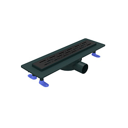 Corpa Nera Grossi/Гросси душевой трап 40 см с гидрозатвором, решетка из нержавеющей стали, черный