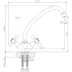 Смеситель для кухни, латунь, хром HB4519