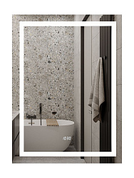 Зеркало Verte LED  500x700 с часами, датчиком движения