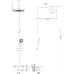 Душевая система, тропический душ, латунь, черный, HB24615-7
