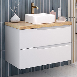 Тумба NORDIC 80 /2 ящ /подвесная/белая/под столешницу/AQUA DE MARCO