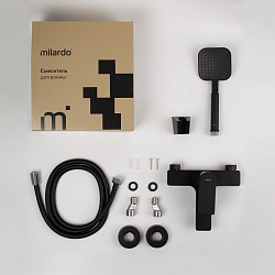 Смеситель для ванны, чёрный матовый, Maze, Milardo, MAZBL00M02