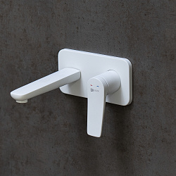 BRONX Встраиваемый смеситель для раковины, с донным клапаном клик-клак,латунь/белый матовый,LM3726MW