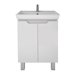 DREJA.eco Тумба Q PLUS (D), 55 см, подвесная/напольная, 2 дверцы, с опорами, бел. глянец (Дрея Q 55)