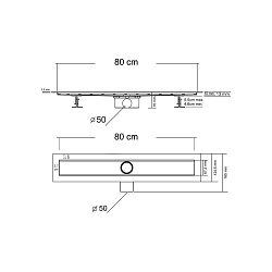 Душевой лоток SAY OPTIMA 601.80.P.NSN, 80 см, хром, , шт