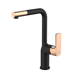 ВЫВОД URSUS Смеситель для кухни с высоким поворотным изливом, латунь/чёрный/розовое золото