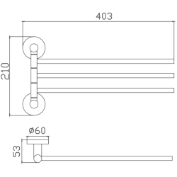 Держатель для полотенец, тройной, поворотный 400 мм, нержавеющая сталь HB8313