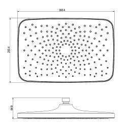 Лейка душевая верхняя, прямоугольная, 30х20см, пластик/чёрный, блистер