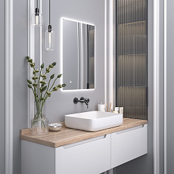 Зеркало/LED-подсветка (50см*70см) сенсор.выключатель Sirius/AQUA DE MARCO