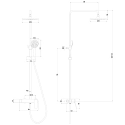 Бронкс Смеситель для душа с верхней душевой лейкой "Тропический дождь", 3-ф. лейкой, графит