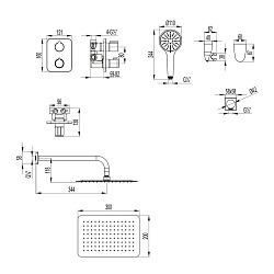 BRONX Встраиваемый  термостатический смеситель с верхним душем, латунь/чёрный, LM3749BL