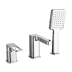 Смеситель на борт ванны на 3 отверстия с керамическим дивертором, Slide, IDDIS, SLISB30i07