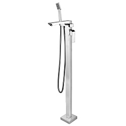 Напольный смеситель для ванны, высота излива 108 см, длина 23 см, поворотный переключатель, латунь/х