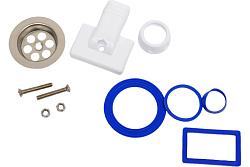 B422 Сифон для мойки с прмоугольным переливом с при-мся выпуском 1 1\2 (40) с винтом 6*40 с нер-й ча