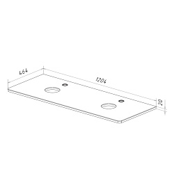 Столешница OLIVIA 125см под 2 раковины из стекла, цвет: Белый