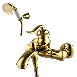 ВЫВОД BRAVA Смеситель для ванны с коротким изливом, поворотный переключатель, латунь/золото, LM4712G