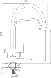 Смеситель для кухни с подключением фильтра, гибкий излив, латунь, черный HB76857