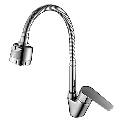 Смеситель для кухни с гибким изливом, высота излива 26 см, длина 27 см, латунь/хром, S35-26