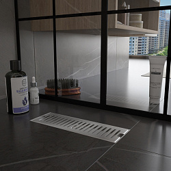 Corpa Nera Grossi/Гросси душевой трап 10х30 с сухим затвором, вертикальный выпуск, нержавеющая сталь