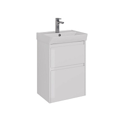 Тумба Lemark COMBI 50 см под 1 раковину, подвесная/напольная, 2 ящика, цвет корпуса, фасада: Белый г
