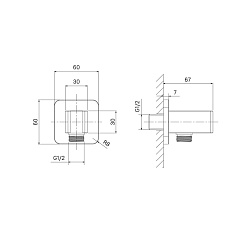 Выход для душа с держателем, латунь, хром, Slide, ID, SLI60CBi62