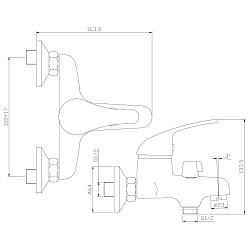 Смеситель для ванны с коротким изливом, поворотный переключатель, латунь/хром