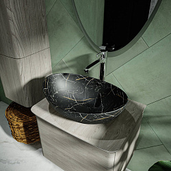 Corpa Nera Rossini/Россини  60 раковина накладная, черный мрамор