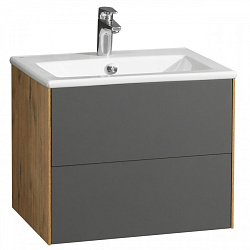 Тумба-умывальник Сохо 60 Дуб Веллингтон/Графит софт (Элина 60)
