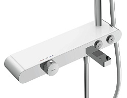 Душевая система VIVO (смеситель термостатический кноп) с изливом 3 реж шланг 150 PVC квадрат