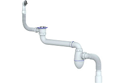 AC10V сифон для тюльпана, умывальника со смещением прикручивающийся выпуск 1 1/2" (Ø 40) винт 6х85 