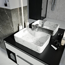 Corpa Nera Grossi/Гросси 48 раковина накладная с полочкой под смеситель, белый мрамор