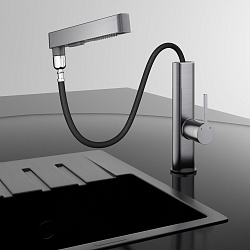 Смеситель для кухни Vincea VKF-22GM, вороненая сталь, , шт