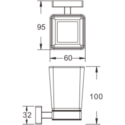 Стакан 1шт (квадрат), хром B90206