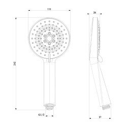Лейка душевая круглая 3-функциональная Ø11х24см, пластик/хром, блистер