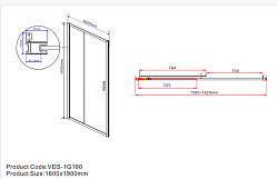 Душевая дверь Garda VDS-1G160CL, 1600, хром, стекло прозрачное, , шт