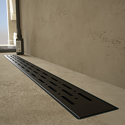 Corpa Nera Grossi/Гросси душевой трап 80 см с гидрозатвором, решетка из нержавеющей стали, черный