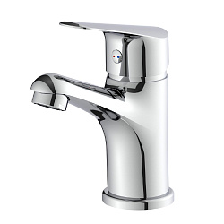 Смеситель для раковины, монолитный, высота излива 8 см, длина 9 см, латунь/хром