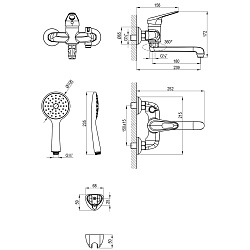 Смеситель для ванны с поворотным изливом 17 см, боковой поворотный переключатель, латунь/хромLM4114C