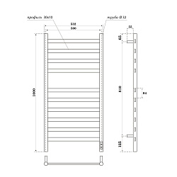 Полотенцесушитель электрический Point Селена PN16850W П10 500x1000, диммер справа, белый