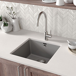 SINARA 440-U Мойка кухонная из кварцгранита цвет: грей комплектация: крепеж, сливная арматура с пере