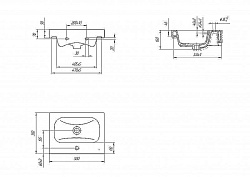 Раковина встраиваемая MODUO 50 SLIM, 1 отв., белый, Сорт1