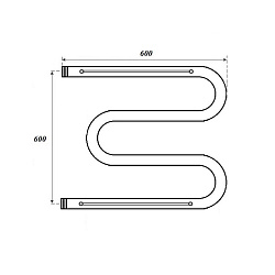 Полотенцесушитель водяной Point PN38666P 600x600 М-образный (1") с полкой, хром