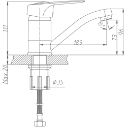 Смеситель для кухни, латунь, хром HB4504-2