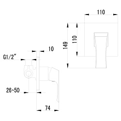 Встраиваемый смеситель для душа, на один выход, без аксессуаров, латунь/хром