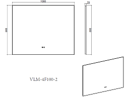 Зеркало LED VLM-4F120GM-2 1200х800 c сенсорным выключателем, антизапотевание, вороненая сталь, , шт