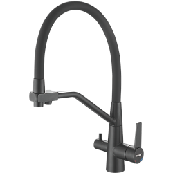 Смеситель для кухни с подключением фильтра, гибкий излив, нержавеющая сталь, черный HB76822-7