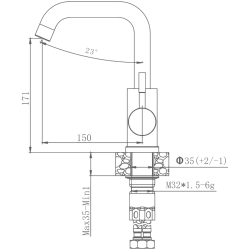 Смеситель для кухни, нержавеющая сталь HB72304-4
